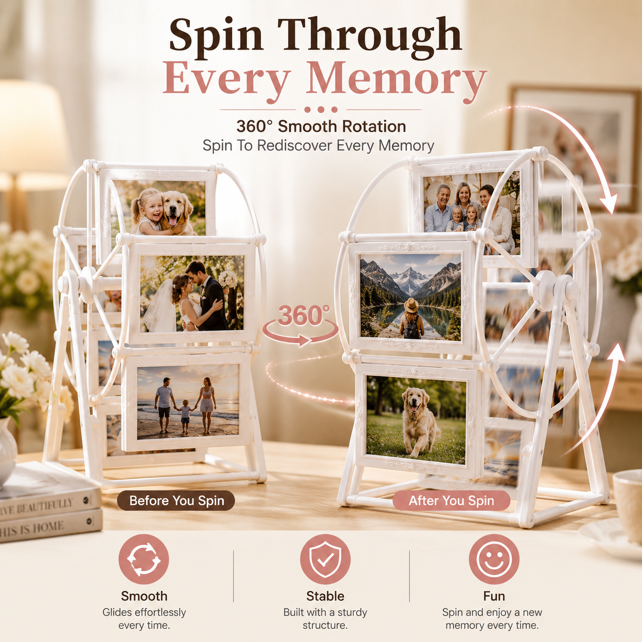 🎡 Ferris Wheel Photo Frame | Rotating 12-Photo Memory Gift