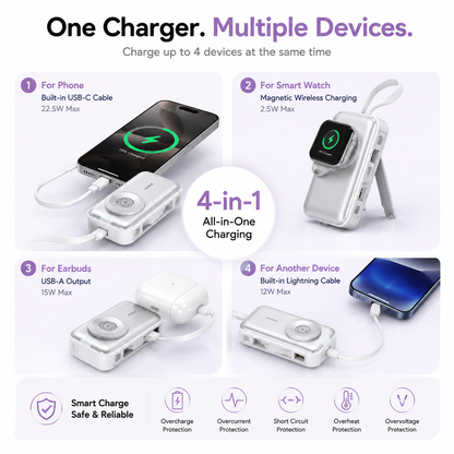 ✈️ Travel Essential 2026 – Mini Portable Power Bank With Built-In Cable For Phones