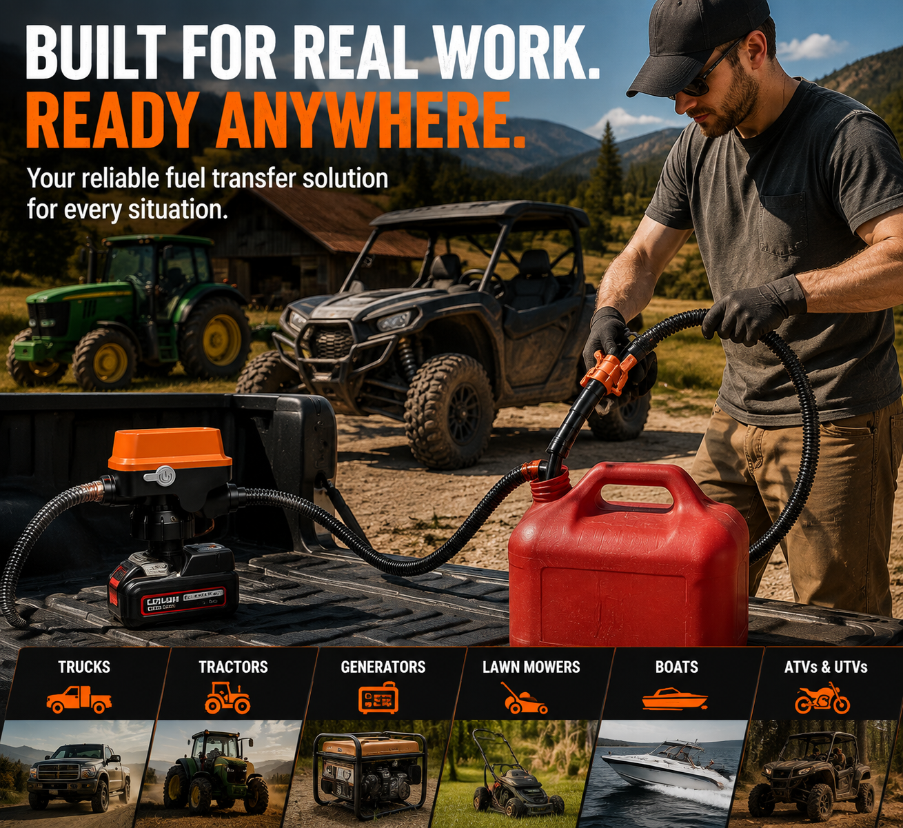 🔋 Cordless Fuel Transfer Pump – Portable Battery Powered Diesel & Gas Pump