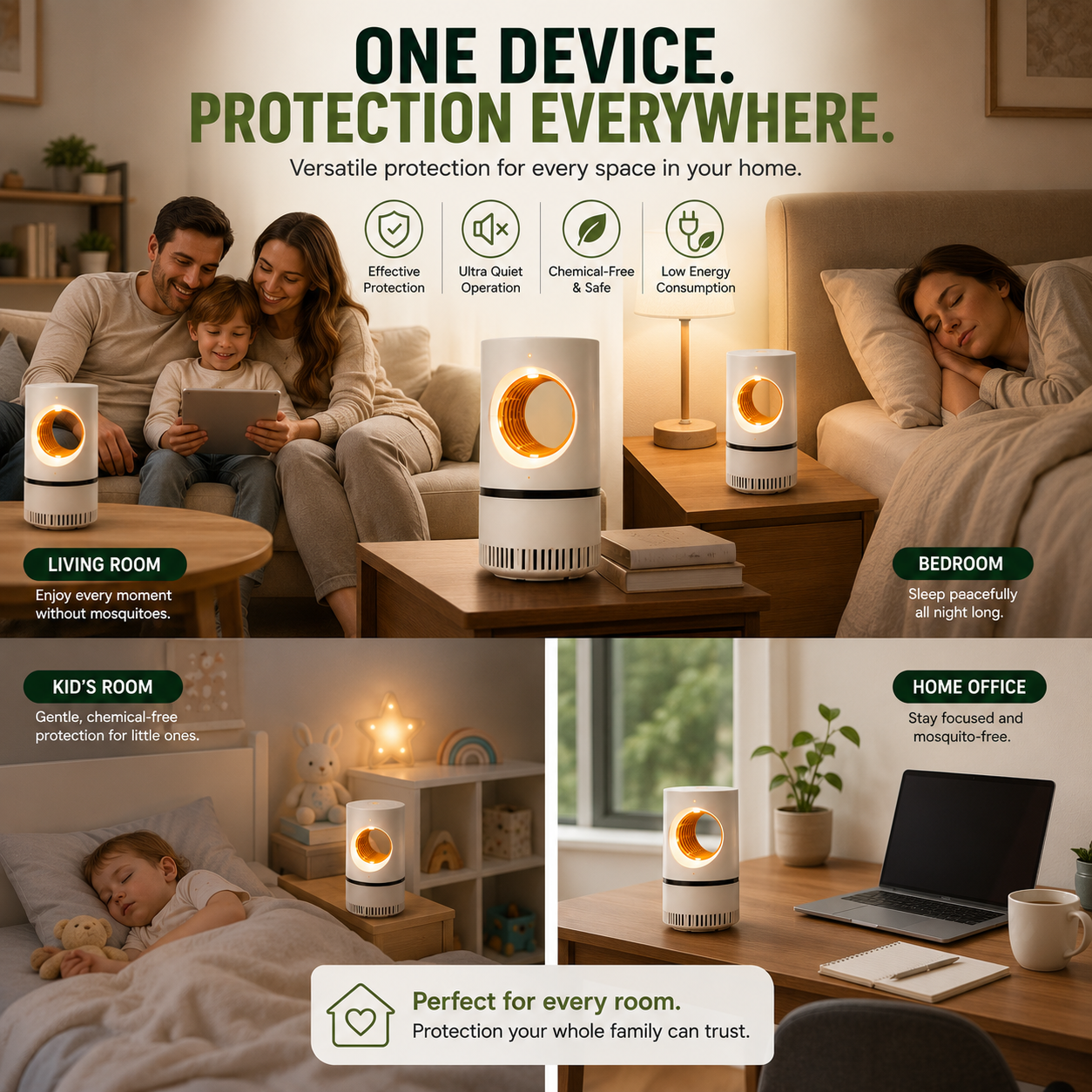 🔥 2026 New  Mosquito Trap – USB Powered Quiet Mosquito Catcher for Home & Bedroom