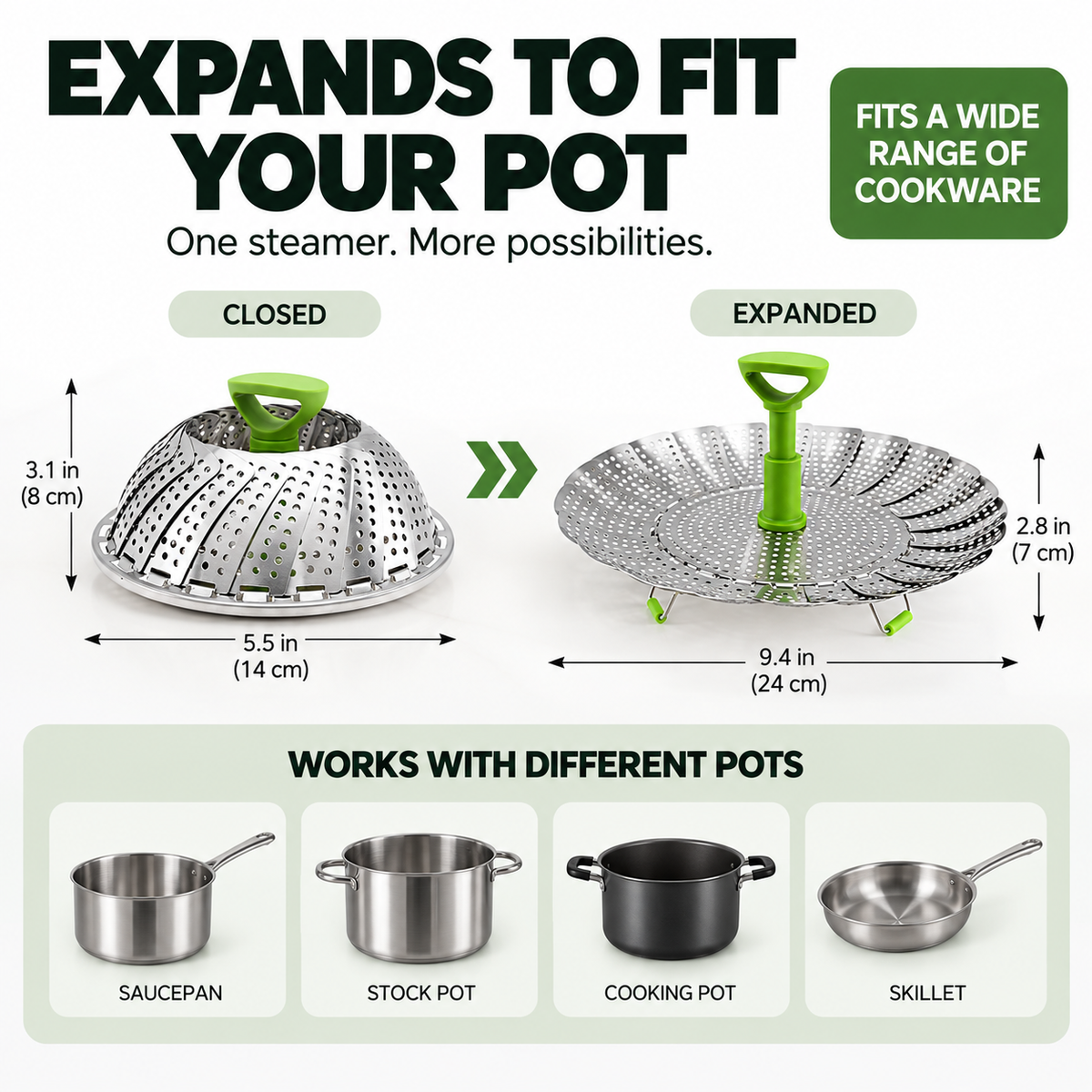 🥦 Expandable Folding Steamer Basket – Turn Your Everyday Pot Into a Steamer