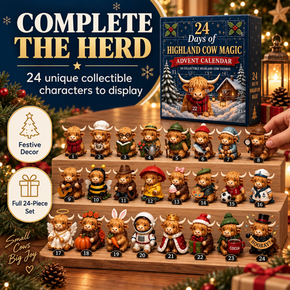 🐮 HOT SALE | 24-Day Highland Cow Advent Calendar – 24 Collectible Christmas Cow Figurines & Daily Surprises