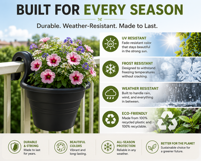Balcony Hanging Planter – No Tools Rail Flower Pot | Space-Saving Garden Pot