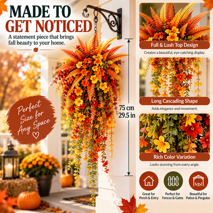 🏡 FALL PORCH FAVORITE | Cascading Artificial Fern Swag – Autumn Hanging Decor for Entryways, Columns & Gates