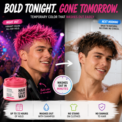 🌈 Temporary Hair Color Styling Wax | Washable Color & Strong Hold for Parties, Festivals and Cosplay
