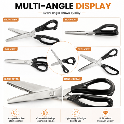 ✂️ Professional Pinking Shears – Stainless Steel Zigzag Fabric Cutting Scissors