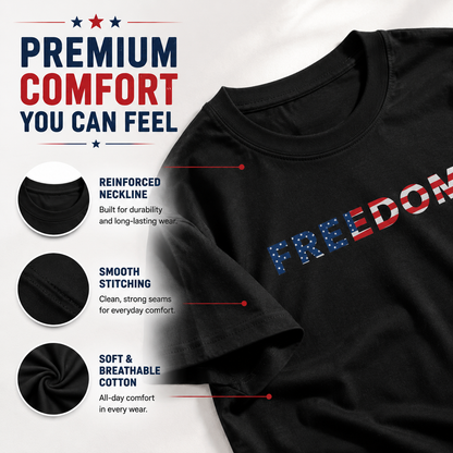 🇺🇸 Freedom Patriotic T-Shirt – Classic American Flag Cotton Tee for Men & Women
