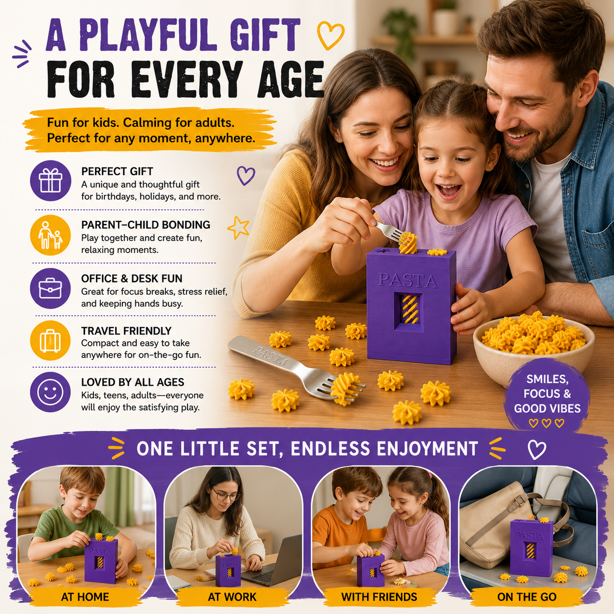 🚀Pasta Fidget Toy Set – Screen-Free Sensory Toy for Kids & Adults