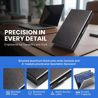 💼 BUSINESS FAVORITE | Premium Metal Card Holder – Slim RFID Wallet with Matte Black Finish