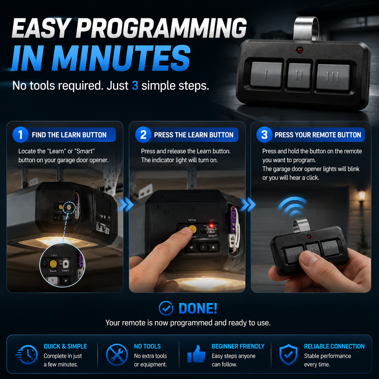 🏠 Smart Garage Remote For Home – Easy Wireless Door Opener Control