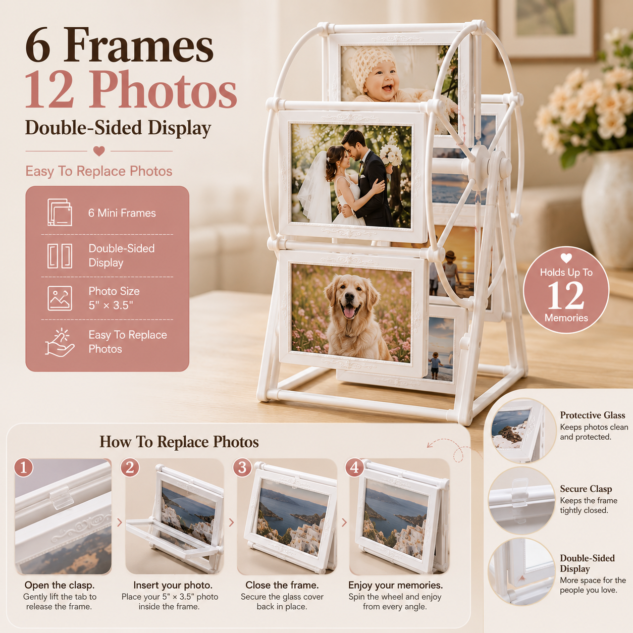 🎡 Ferris Wheel Photo Frame | Rotating 12-Photo Memory Gift