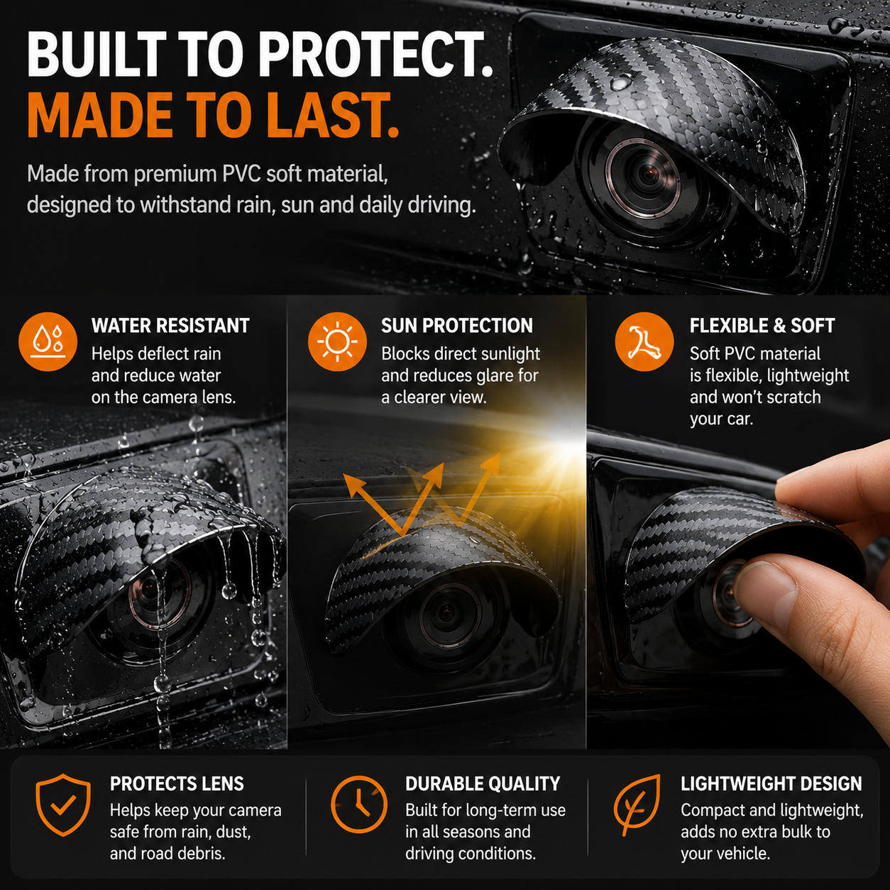 🚗 Car Backup Camera Rain Shield – Waterproof Rear View Camera Visor Cover, Anti-Rain & Sun Shade Protector (4PCS)