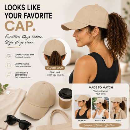 🎀 SPECIAL OFFER | Women's Open-Back Ponytail Cap – Style Your Hair Your Way