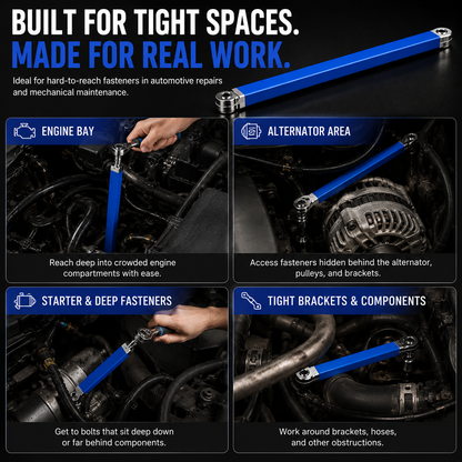 💥 HOT DEAL | Impact-Ready Offset Extension Wrench – Multi-Drive Adapter Tool for Tight Repair Spaces