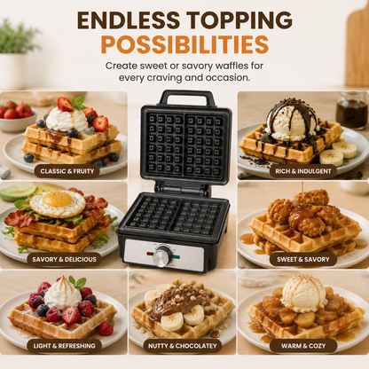 🧇 Belgian Waffle Maker | Thick Crispy Homemade Waffles With Non-Stick Plates