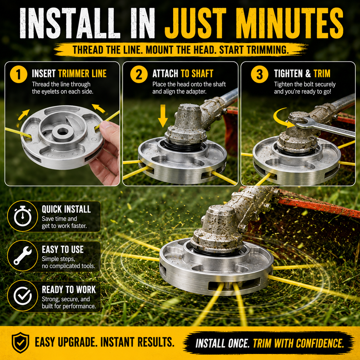 🌿 Universal Aluminum Grass Trimmer Head | Heavy-Duty Brush Cutter Replacement.