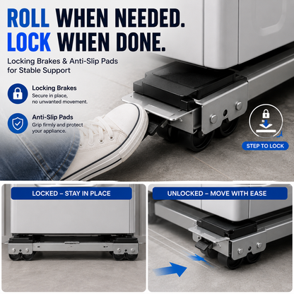 💪 600LB Heavy Duty Appliance Roller Base   – 2pack Adjustable Dolly For Washer & Dryer