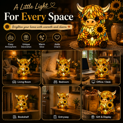 Highland Cow Night Light | Handmade Farmhouse LED Gift Lamp