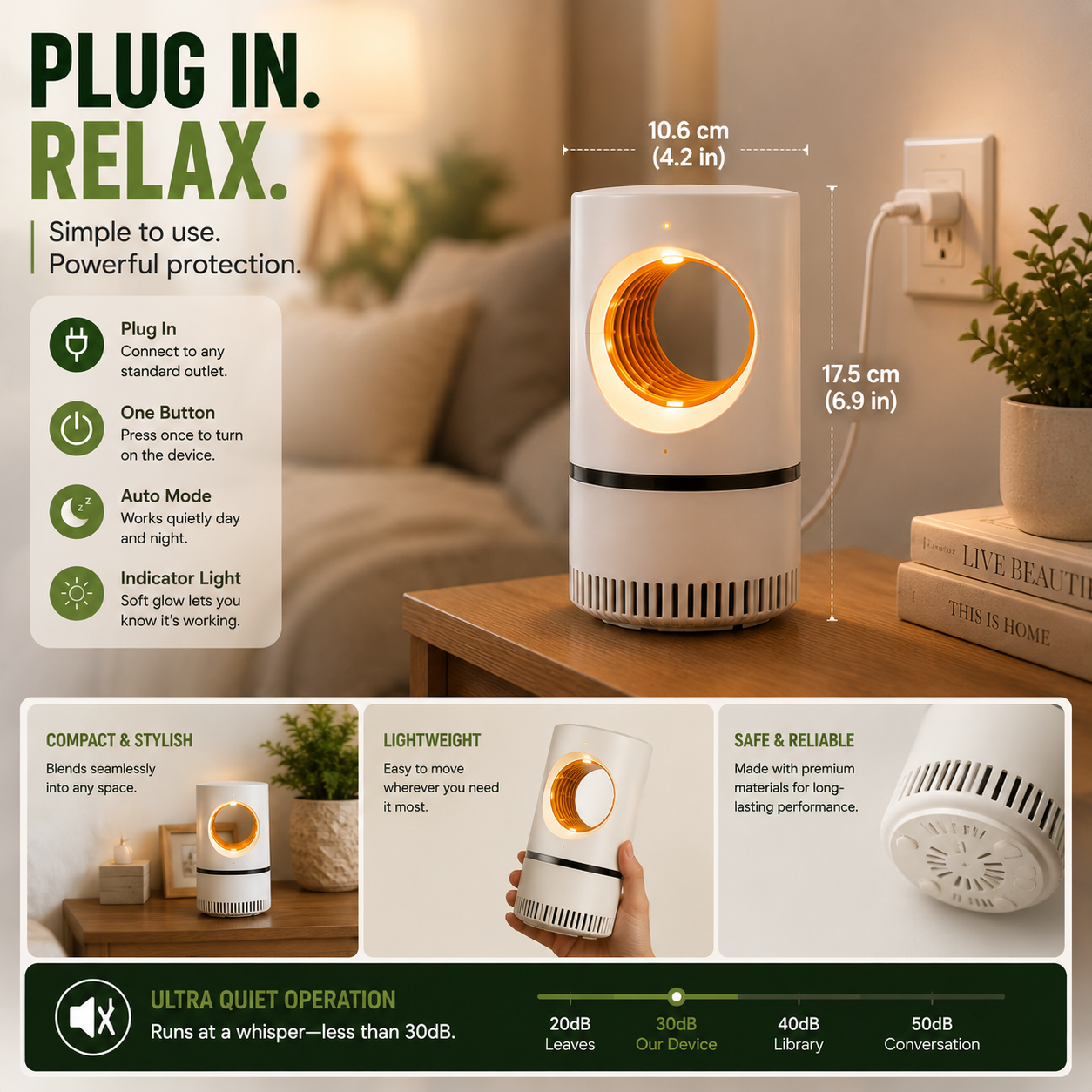 🔥 2026 New  Mosquito Trap – USB Powered Quiet Mosquito Catcher for Home & Bedroom