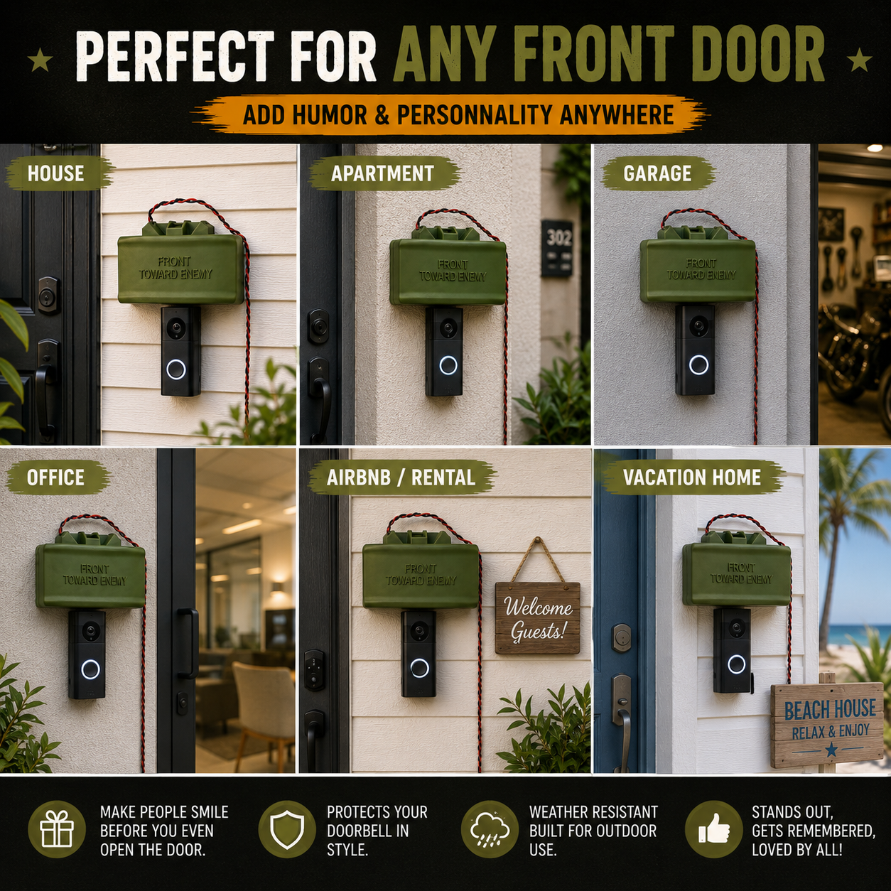 Prank Claymore Mine Doorbell No Soliciting Safe Doorbell Funny Fake Fake Mine Doorbell Gift Bell Button Cover Front for Joke Gag Pranks Gift Toward Friend Adults Home Decor