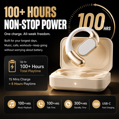 🎧 AC530 Open-Ear Headset | 165H Battery, Bluetooth 6.0, Ultra Comfort Wireless Earbuds
