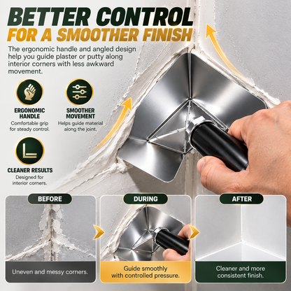 🏠 Corner Finishing Trowel – Stainless Steel Plaster & Putty Tool for Interior Wall Corners