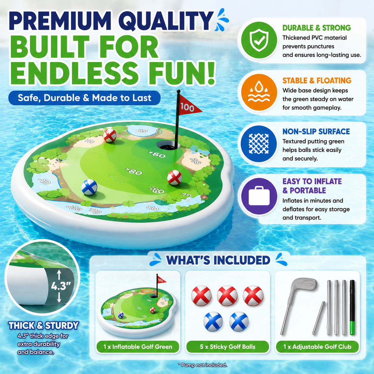 Floating Golf Pool Game – Interactive Water Toy for Kids & Family Fun