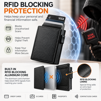 💳 POP-UP CARD WALLET | Slim RFID Blocking Wallet with Quick-Access Aluminum Card Holder & Money Clip