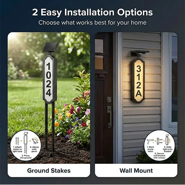☀️ Solar House Number Light | Waterproof Illuminated Address Sign With 3 Light Modes