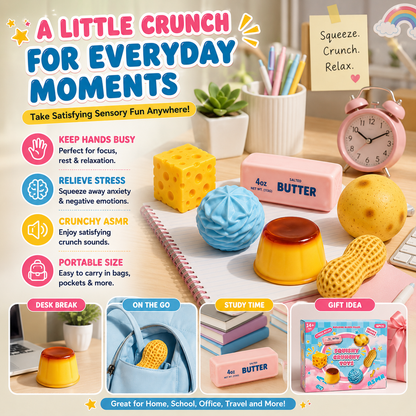 🔥 VIRAL-STYLE PICK | Soft to Squish, Satisfying to Crunch – 6-Piece Food Squishy Set