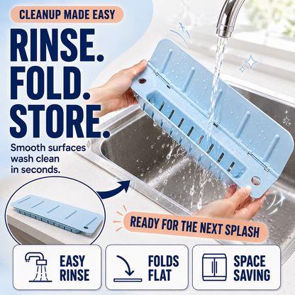 💦 2-in-1 Foldable Sink Splash Guard & Drain Organizer