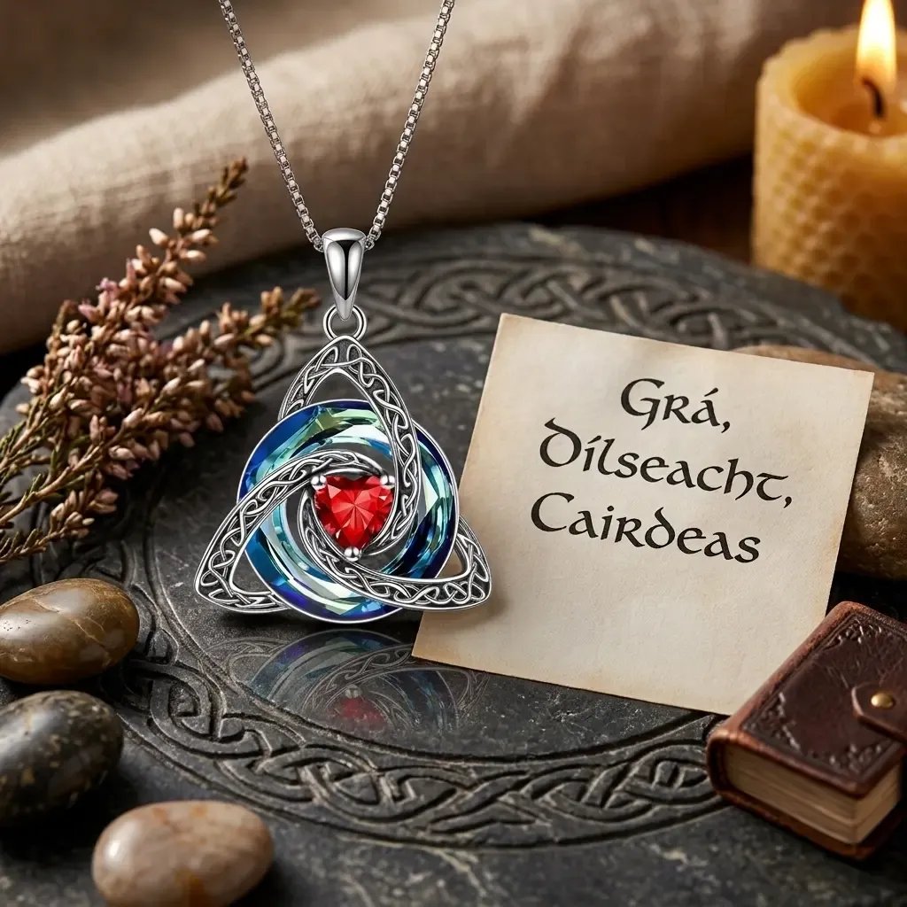 ✨ Birthstone Celtic Trinity Knot Necklace – Meaningful Irish Knot Pendant for Women, Anniversary & Birthday Gift