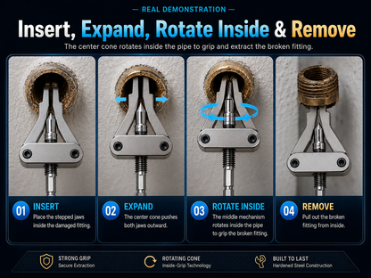 🔩 Broken Pipe Thread Remover - Grip And Remove Broken Faucet, Valve & Pipe Threads From The Inside