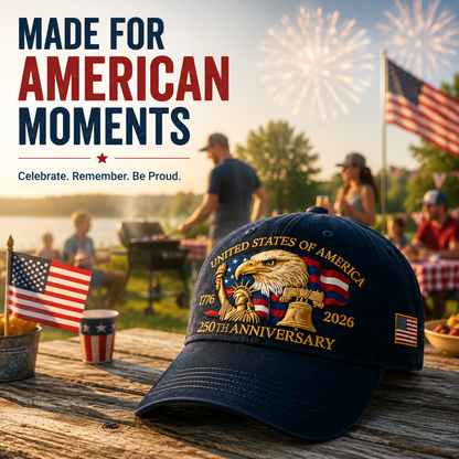 🇺🇸 ☀️ 250 Years of American Freedom Cap – Vintage Commemorative Patriotic Hat