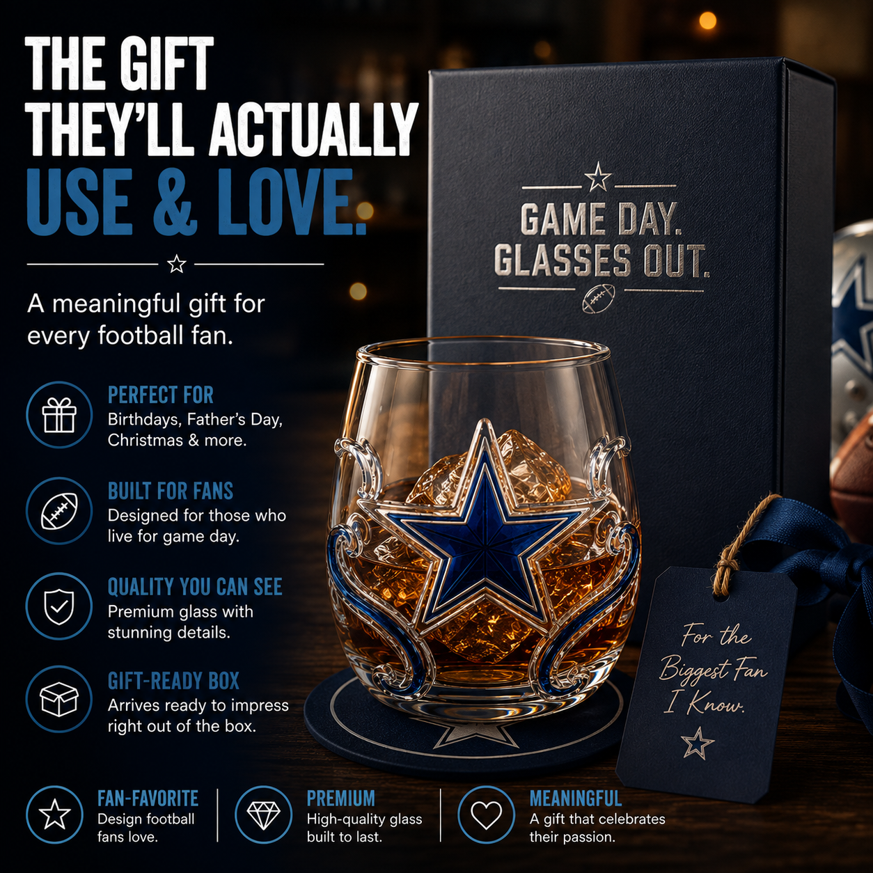 🏈 GAME DAY FAVORITE | Football Drinking Glass – Statement Drinkware for Watch Parties & Victory Toasts