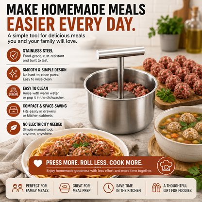 🍝 FAMILY KITCHEN DEAL | Stainless Steel Meatball Press – Make Uniform Meatballs for Pasta, Dinner & Meal Prep