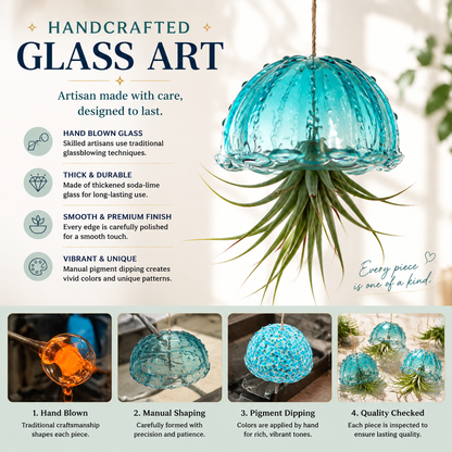 ✨ Handmade Jellyfish Glass Air Plant Holders | Ocean-Inspired Hanging Decor
