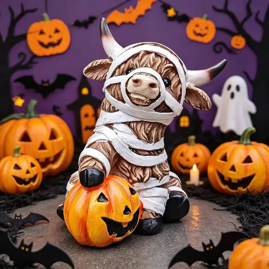 🔥 55% OFF TODAY 🎃 Halloween Highland Cow Resin Figurines