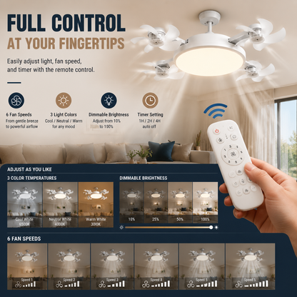 🌀New E27 Socket Ceiling Fan Light – 2‑in‑1 Silent LED Fan with Remote Control, Energy‑Saving Cooling & Lighting Combo for Home Bedroom
