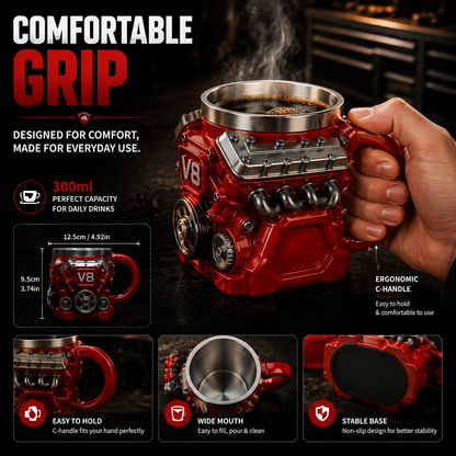 V8 Engine Coffee Mug – Unique Engine Shaped Coffee Mug for Car Lovers Gift