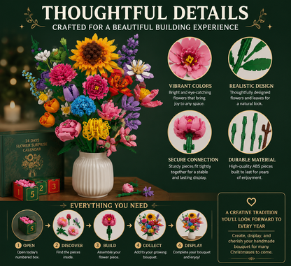 🌸 CHRISTMAS FAVORITE | Flower Building Blocks Advent Calendar – 24 Daily Surprises That Become a Decorative Bouquet