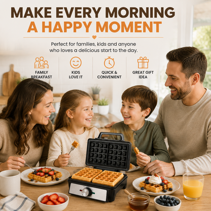 🧇 Belgian Waffle Maker | Thick Crispy Homemade Waffles With Non-Stick Plates