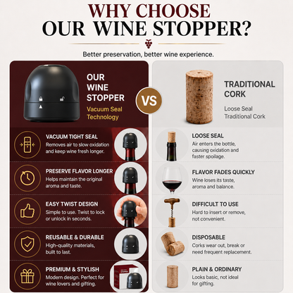 🎁 EVERYDAY WINE ESSENTIAL | Compact Reusable Bottle Stopper for Dinner, Date Night & Entertaining