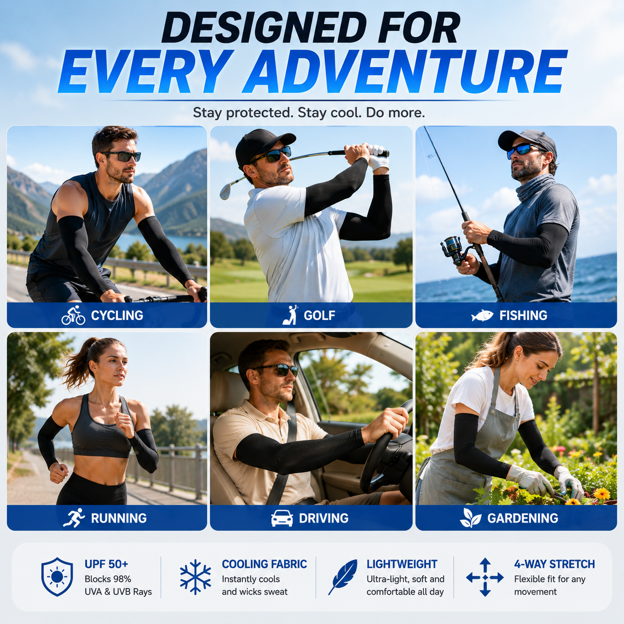 🔥 50% OFF | UPF 50+ Cooling UV Protection Arm Sleeves for Men & Women | Stay Cool Outdoors