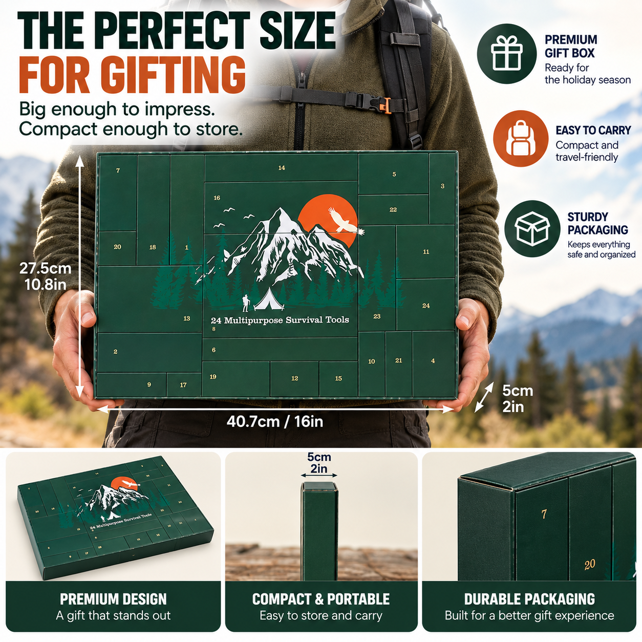 🏕️ OUTDOOR LOVER FAVORITE | 24-Piece Camping Gear Advent Calendar – Christmas Countdown Gift for Adults