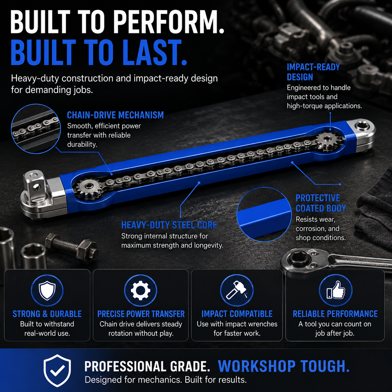 💥 HOT DEAL | Impact-Ready Offset Extension Wrench – Multi-Drive Adapter Tool for Tight Repair Spaces