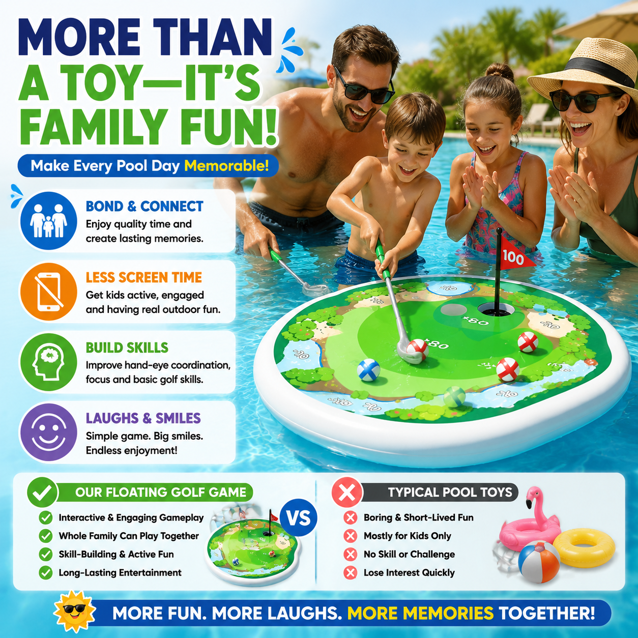 Floating Golf Pool Game – Interactive Water Toy for Kids & Family Fun