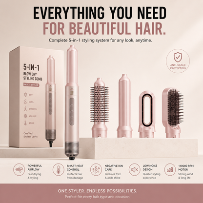 ✨ 5-in-1 Hot Air Styler – Dry, Smooth, Curl & Volumize