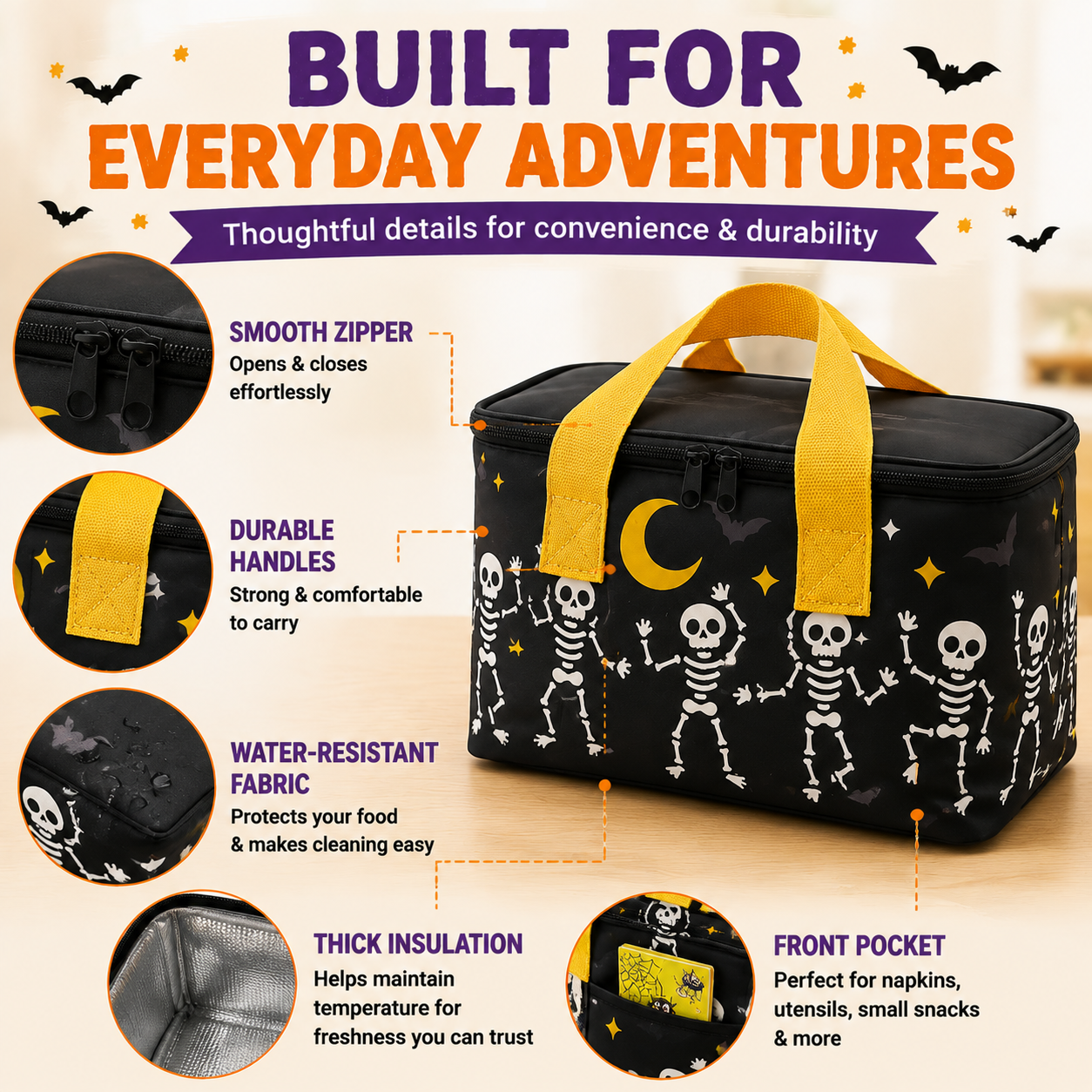 🎃 Limited 2026 Halloween Insulated Cooler Bag – New Seasonal Design, 1.5 Gallon Snack Tote For Parties & Outdoor Fun