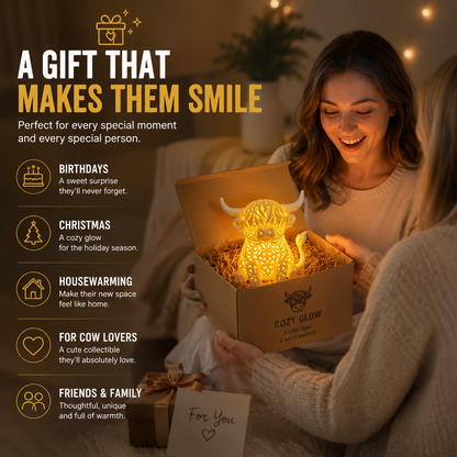 🐮Highland Cow Cozy Glow Lamp | Cute Warm Night Light for Home Decor